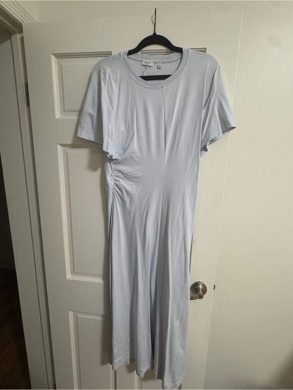 Babaton Light Blue Short-Sleeve Midi Dress